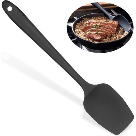 Cuillère en silicone résistante à la chaleur, idéale pour cuisiner, pâtisser et remuer - compatible lave-vaisselle et facile à nettoyer. (1/5)