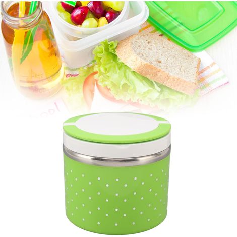 Boîte à lunch isotherme en acier inoxydable, boîte hermétique pour aliments, seau à lunch, boîte bento, cadeau, boîte à lunch portable, verte (1/5)