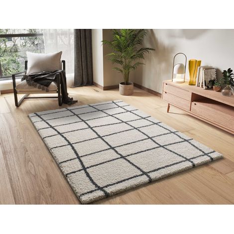 ATTICGO Tapis shaggy scandinave ATLAS 66 Blanc 80x150 cm (1/4)