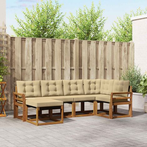 Outdoor-Sofagarnitur mit Kissen 6 pcs Natur und Beige