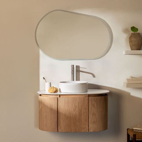 Conjunto de mueble de baño suspendido 90x50 cm en madera Carsone SKLUM