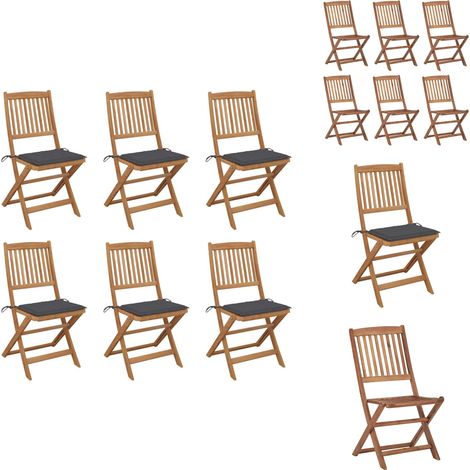 Klappbare Gartenstühle 6 Stk. mit Kissen Massivholz Akazie - Gartensessel - Gartenstühle - Klappstühle - Holzsessel - Outdoor Möbel (1/5)