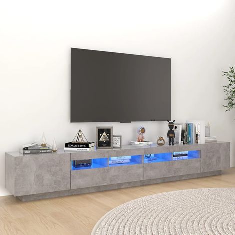 Mueble para TV con luces LED gris hormigón 260x35x40 cm vidaXL (1/5)