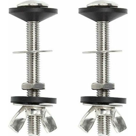 Lot de 2 boulons de réservoir de toilettes à cuvette - Kit de fixation universel en acier inoxydable avec double joint - Facile à installer (1/5)
