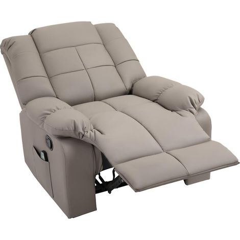 POLTRONA RELAX CON 8 PUNTI MASSAGGIO E RECLINAZIONE A 165° IN FINTA PELLE. GRIGIO (1/5)