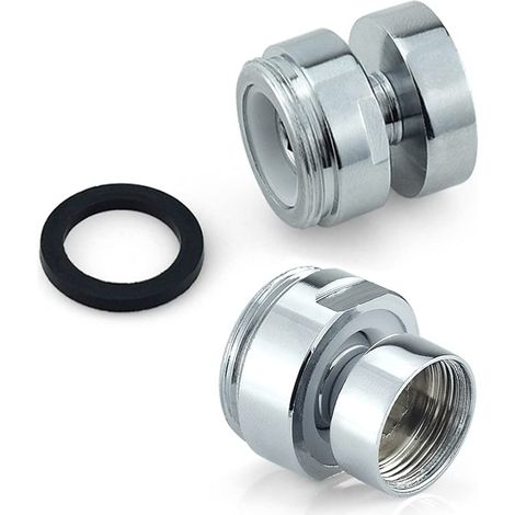 Lot de 2 adaptateurs de robinet pivotants, filetage en laiton à 360 degrés, connecteur aérateur de robinet (filetage femelle vers mâle, 18 mm - 22 mm) (1/5)