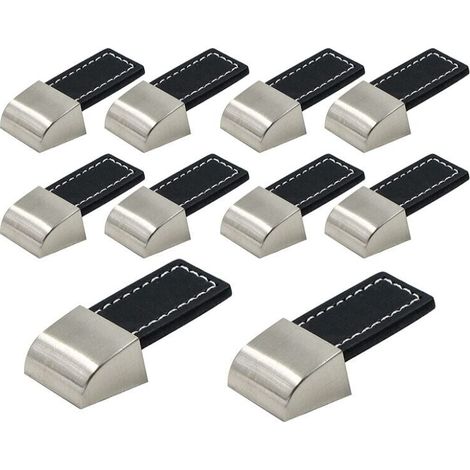10 Stück Schubladenknöpfe aus Leder, schwarze Möbelknöpfe aus Leder mit Schrauben, Lederknöpfe für Schränke, Küchen und Türen, MUMU (1/4)