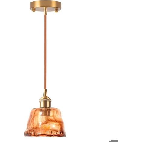 Suspension Luminaire Vintage,Lustre Ambre Industriel Abat-jour en Verre Lampe de Plafond Style Retro pour Salon Chambre (1/5)