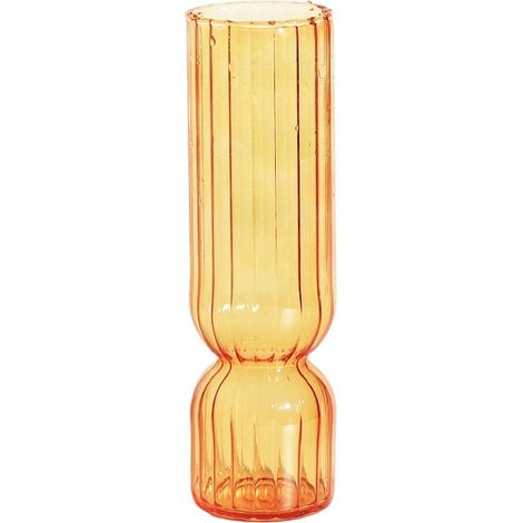 Vase En Verre - Cylindrique Avec Double Anse - 20 cm Hauteur - Orange - Pour Décoration Intérieure Extérieure Fleurs Plantes Bougies Électroniques - 1 Pièce (1/5)