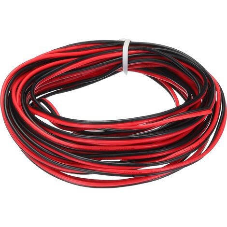 Fil Parallèle en PVC à 2 Conducteurs de Calibre 24, Longueur 4,5 M, Diamètre 1,6 mm, Rouge Noir Fil Flexible de Calibre 24 AWG pour Câble LED RVB, Câblage Interne (1/5)