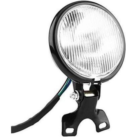Phare Avant Moto - 5 Pouces - 12 V - Lentille Verre - Coque Métal - Universel Pour Motos Custom - 1 Pièce (1/4)