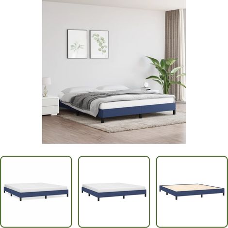 Sommeil -  Cadre de lit sans matelas bleu 160x200 cm tissu (1/5)