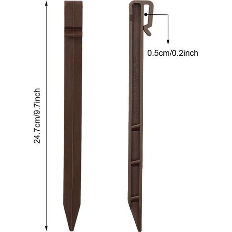 Lot de 50 piquets d'ancrage pour Bordure de Jardin, piquets en Plastique pour Bordure de Paysage, pour Support de Plantes Tenant des tentes, 25,4 cm (1/5)