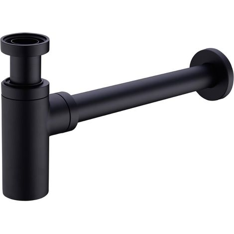 1 - Siphon De Lavabo - Piège à Bouteille - En Laiton Massif - Finition Noir Mat - Pour Évier De Cuisine Ou Salle De Bain - Diamètre 3,2 Cm - Hauteur 12,5 Cm (1/5)