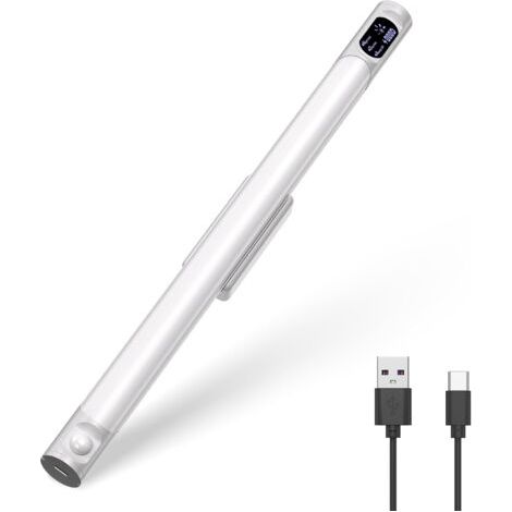 LED Cuisine Sous Meuble Sans Fil 64Led, 36cm 9000K Réglette Led Rechargeable USB, 2200mAh Lampe Placard Lumic Lampe Detecteur de Mouvement Adaptée Placard Escalier Couloir