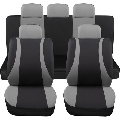 Lupex shop - Coprisedili auto universali modello LS10, set anteriori e posteriori, NO SUV, colore Grigio