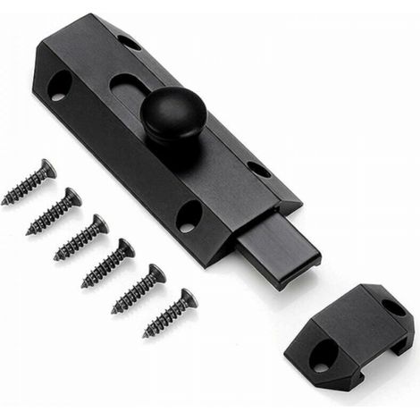 1 loquet de verrouillage de sécurité avec boulon en laiton épais pur, loquet de porte robuste, noir (1/5)