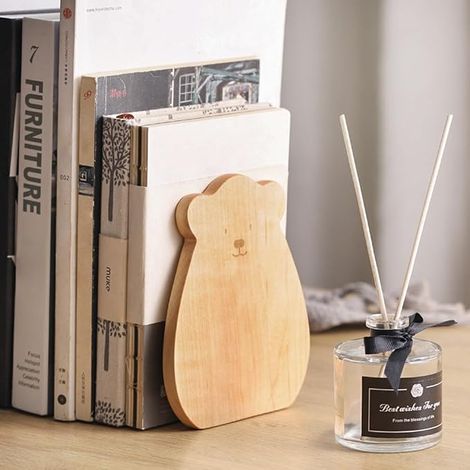 Bookend, Book Wedge 12 x 15 cm, Beech Bookend Stand for Shelves, Non-Slip Book Storage Stand, Book Wedge for Home, Office (1/4)