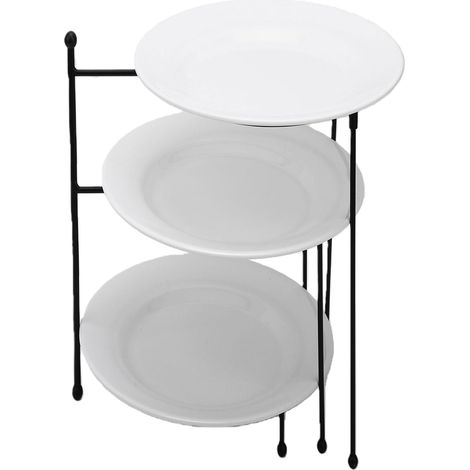 3-Tier Pizza Stand with 3 Compatible Plates (1/5)