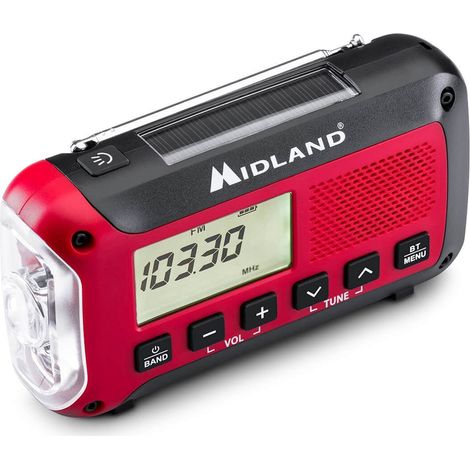 MIDLAND Notfall-Radio-Powerbank ER250BT Rot Schwarz