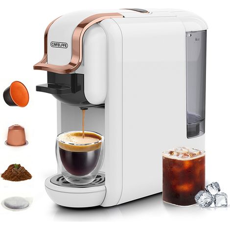 Machine à café à capsules 4 en 1, compatible avec les capsules Nes, DG, ESE et le café en poudre, 19 bars, température constante de 92 °C, extraction rapide de 20 secondes, réservoir d'eau de 600 ml, (1/5)