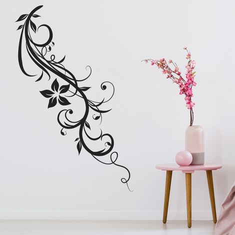 Sticker Mural - Composition florale - 17x50 cm - Noir (1/3)
