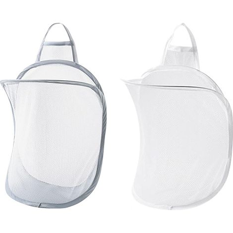 Juego de 2 cestas de ropa plegables para colgar en la pared, fabricadas en malla de poliéster, para baño y dormitorio. (1/5)
