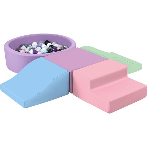Parcours Motricité Bébé 5PCS- Cuir PU Blocs d’Escalade Enfant en Mousse avec Piscine à Balles(Pas de Ballon)- Module Motricité pour Enfants 3+ Ans