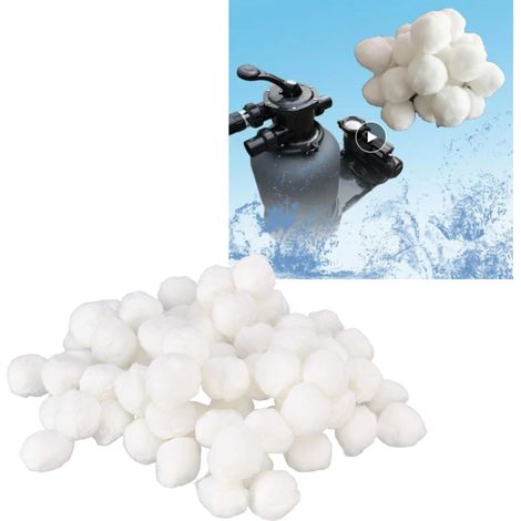Bola de fibra de 700 g, blanca, para filtros de piscina, ideal para limpiar bombas de piscina, acuarios y spas. Respetuosa con el medio ambiente y reutilizable (3 meses). (1/5)