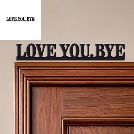 Panneau Mural En Fer - Motif Love You Bye - Décor Industriel Rustique Pour Porte D'Entrée Ou Mur - Noir - 1 Pièce (1/5)