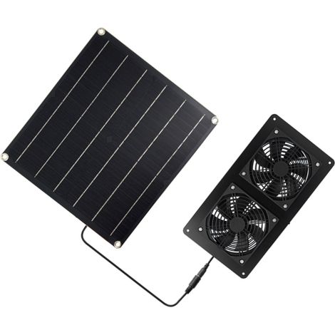 Ventilateur pour cages d'animaux, panneau solaire haute efficacité 2 x 3 W, 12 V CC, câble marche/arrêt de 3 mètres, 15 W, 2FAN12 (1/5)