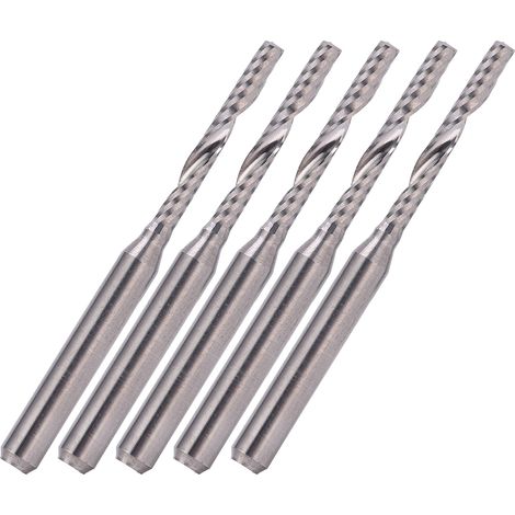 5 fraises à spirale à une seule hélice en acier au tungstène, outil de coupe 3,175 x 2 x 15 mm (1/5)
