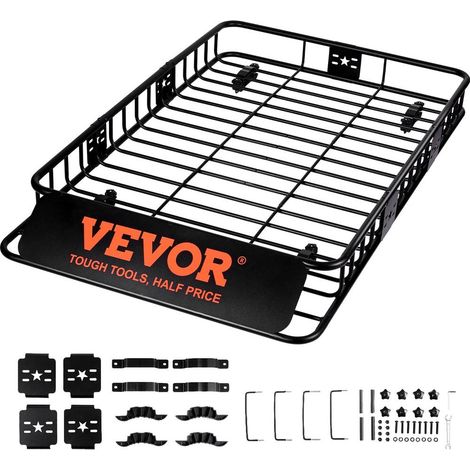 Panier de toit voiture extensible, galerie de toit en acier 90,7 kg, 163 x 99 x 15,2 cm pour voyage et camping (1/5)