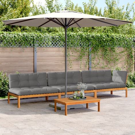 Salon palette de jardin avec coussins 4pcs bois d'acacia massif (1/5)