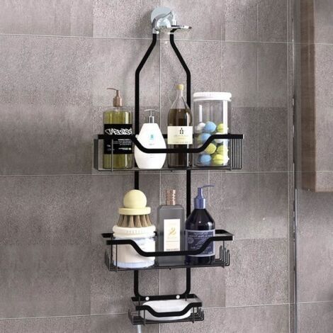 Etagère de Douche à Suspendre Porte-Savon Panier de Douche Murale Suspendue en Acier Etagere Rangement de Salle de Bain-Noir