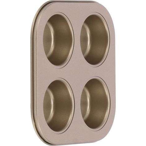 Antihaftbeschichtete, quadratische Muffinform mit 4 Mulden, aus robustem Kohlenstoffstahl, Mini-Backform für Mikrowelle und Backofen, langlebige Cupcake-Form. (1/5)