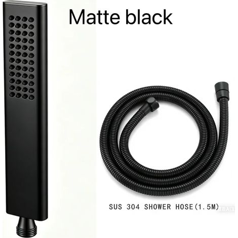 (Lot de 2 noirs) Pommeau de douche à main en laiton doré rose brossé avec flexible en acier inoxydable de 1,5 m, accessoire de support de douche et système d'économie d'eau (1/5)