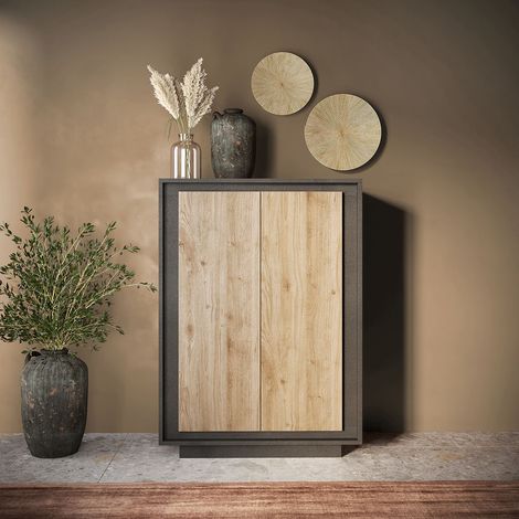 Buffet haut moderne lave/chêne cadiz Rosine (1/5)