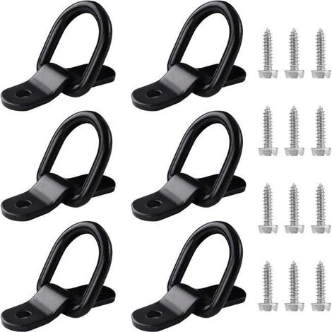Anneau Arrimage - Noir - 6pcs - 400 kg - Installation Facile - Fer Galvanisé (1/4)