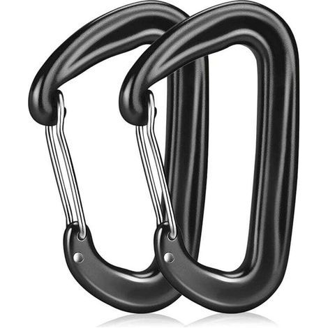 2 pièces Grand Mousqueton, Capacité de Charge 1200 kg, Mousqueton en Alliage d'aluminium, Mousqueton Robuste pour Camping, Randonnée, Voyage, Pêche Noir (1/4)