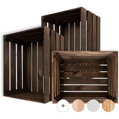 Caisse de Rangement Vintage en Bois Wengé - 50 x 40 x 30 cm