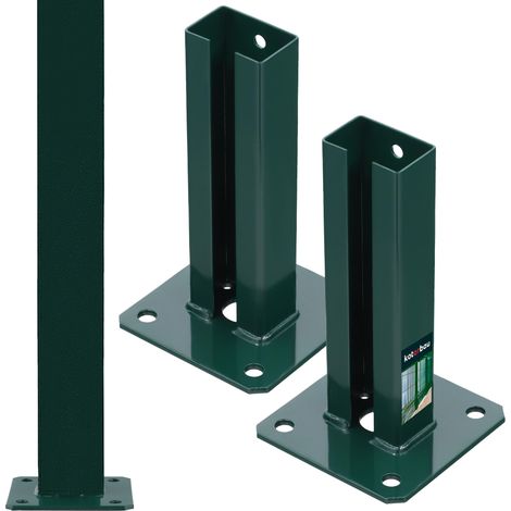 KOTARBAU® 2 Pièces Support Poteau - pour Clôture - à Visser - Pied de Poteau - Acier Revêtu par Poudre - 60 x 40 mm - Vert - Fixation Robuste (1/5)