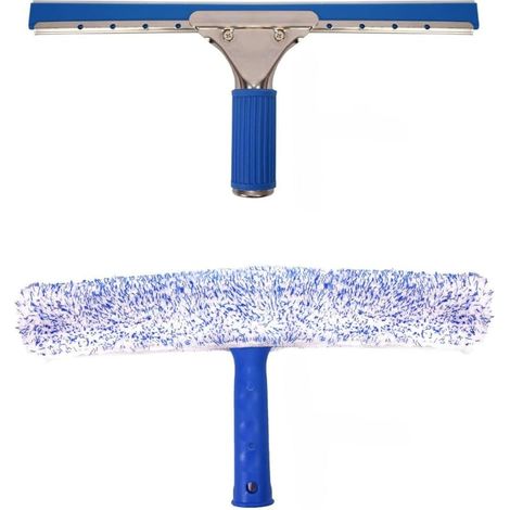 Nettoyage de vitres Kit - Raclette et Window Cleaner Microfibre - Nettoyage Kit de Voiture - 2-in-1 Combi Verre Non Streak dépoussiéreur et Caoutchouc d'essuie-Glace