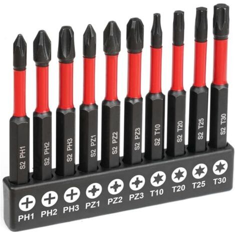 Set de 11 douilles à embouts étoilé Tamper Proof en acier S2, tiges hexagonales 1/4", 11 embouts 50 mm sans trous, H1.5 H2 H2.5 H3 H3.5 H4 H5 H6 H7 H8, pour tournevis et visseuse électrique