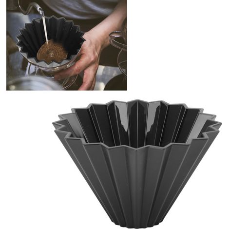 Filtre à Café Réutilisable en Forme de Cône - Dripper à Main pour Préparation Café Artisanal, Noir (1/5)