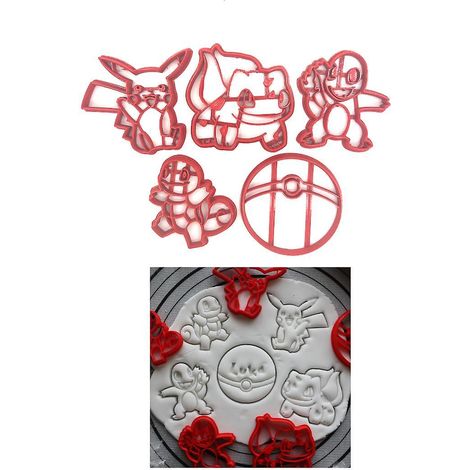 Lot de 5 emporte-pièces Mario/Patrouille/Pokémon 8 cm