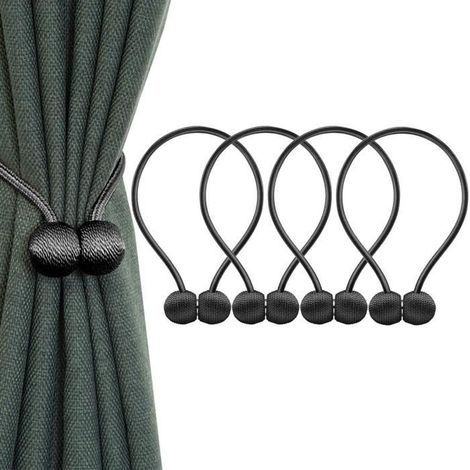 Curtain Tiebacks - Set of 4 - Woven & Magnetic - Elegant Design - For Indoor Use