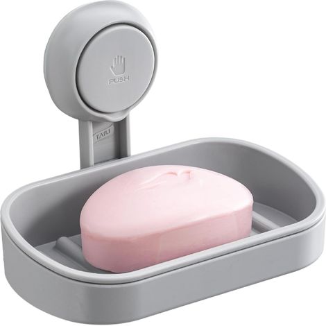 1 Porte savon, Ventouse, Plastique, Drainage, Sans perçage, Salle de bain, Cuisine
