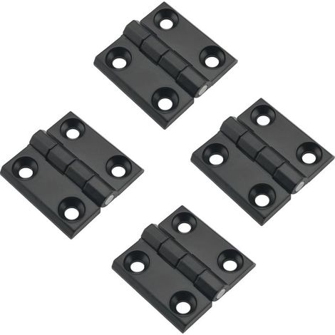 Lot de 4 charnières de porte épaisses en alliage de zinc 40 x 40 mm, robustes, pour armoire, bureau, vitrine, armoire murale, armoire électrique (1/5)