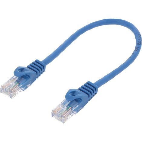 Cable reseau RJ45 male U-UTP Cat.5e bleu- 0.25m